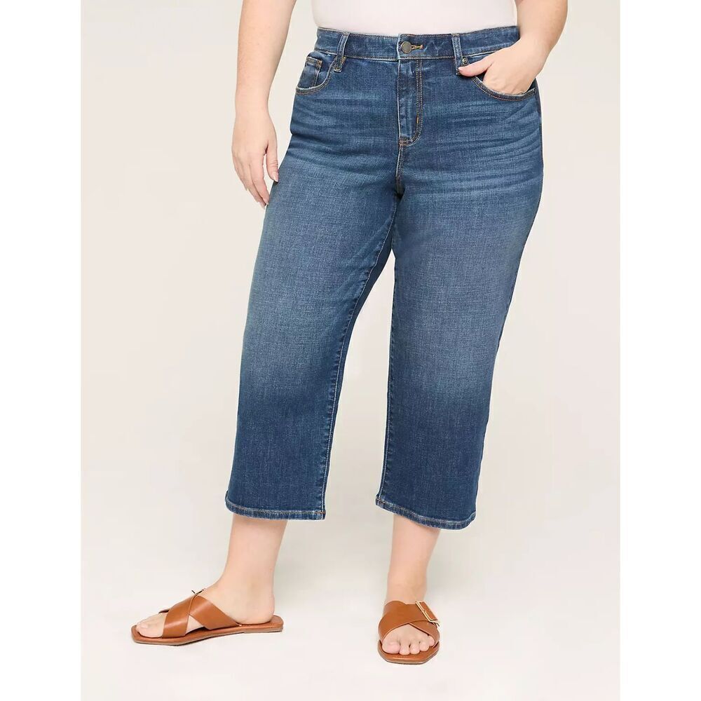 Lane Bryant "Flex Magic Waist Band" Dark Blue Cotton Ankle Jeans Pants size 22